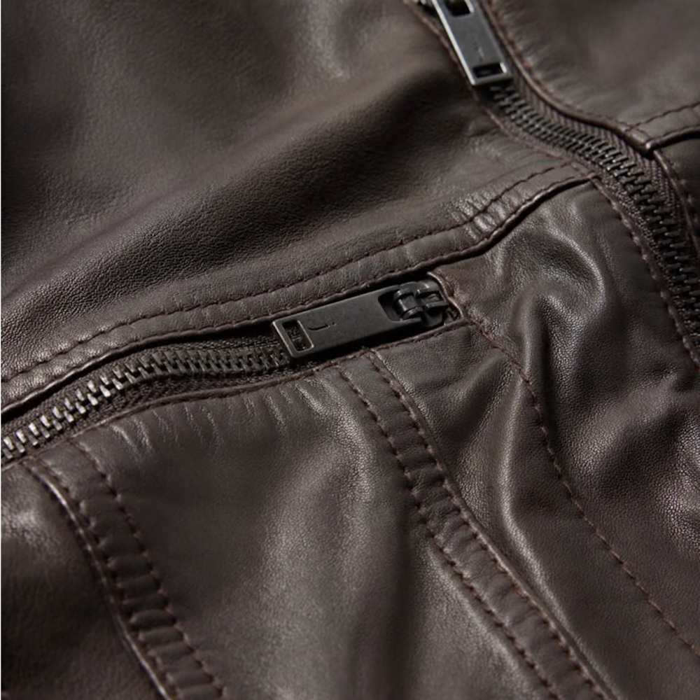 John Varvatos “Brando” Chocolate Leather Jacket - Picture 4 of 11